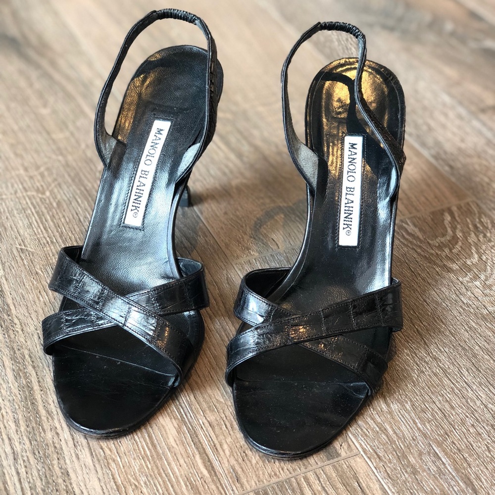Manolo Blahnik Croc Slingback Sandal